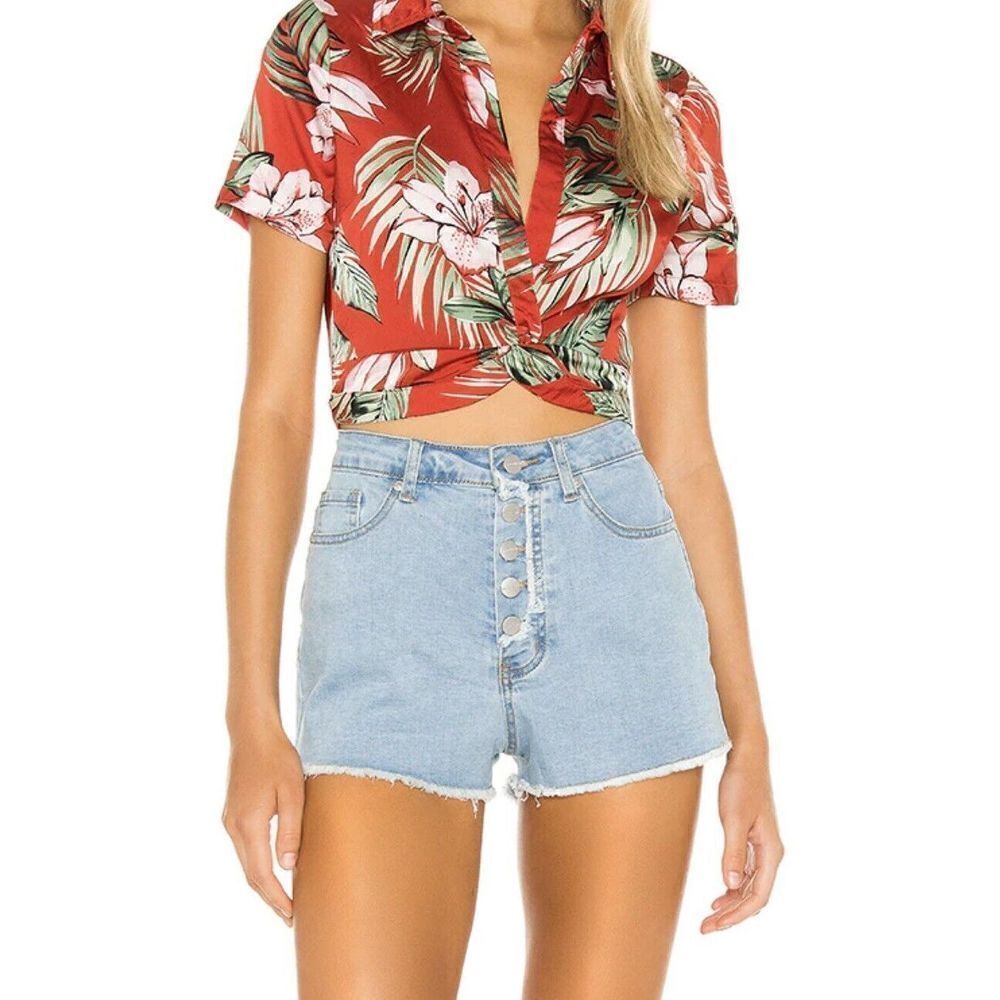 Superdown Womens Blanka Cut-Off Denim Shorts Euc Button-Fly Ghost Pockets 28